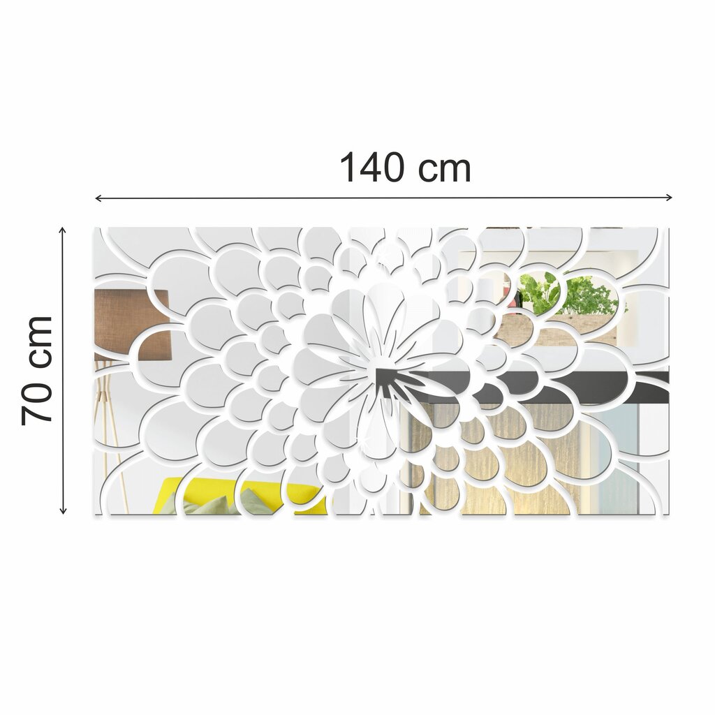 Akrüül peegel, lille imitatsiooniga, hõbe цена и информация | Peeglid | kaup24.ee