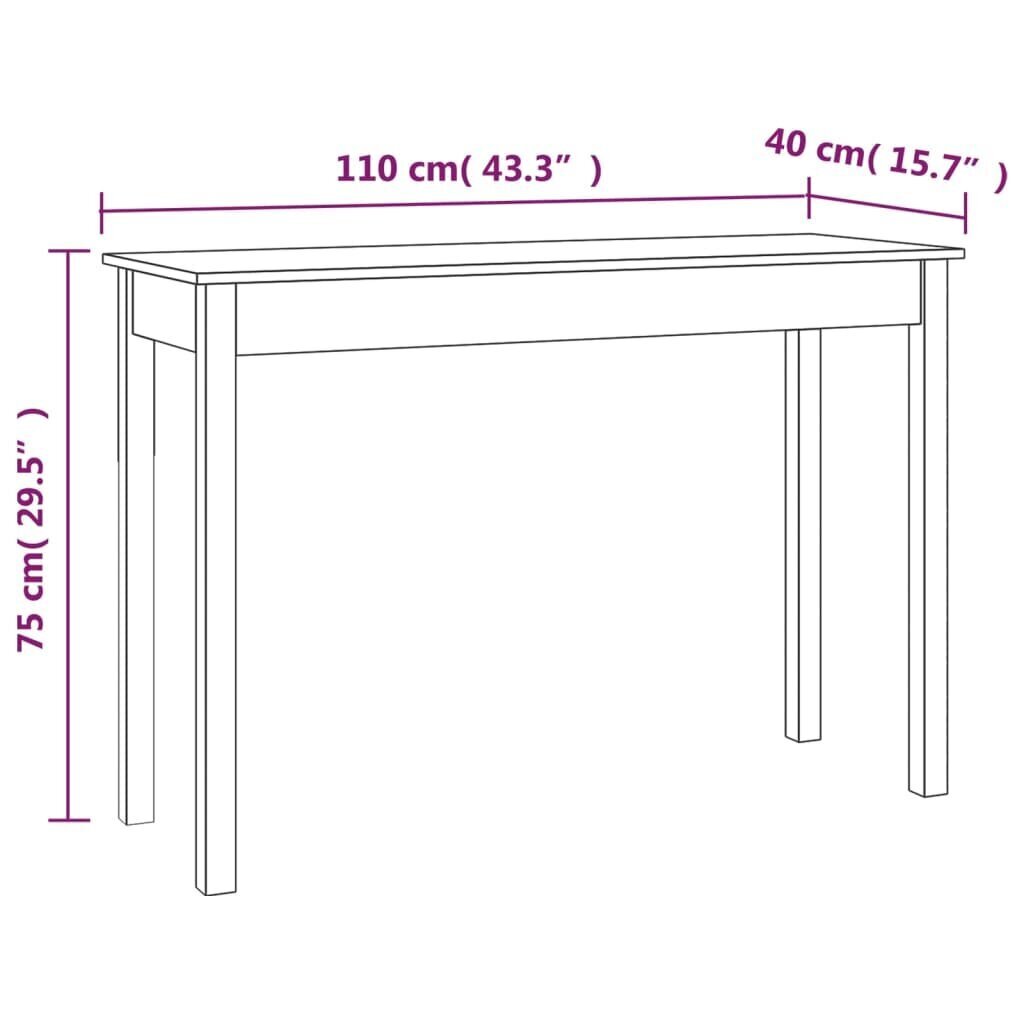 vidaXL konsoollaud, valge, 110 x 40 x 75 cm, männipuit hind ja info | Konsoollauad | kaup24.ee