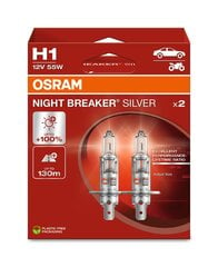 Automobilinės lemputės Osram Night Braker Silver H1, 2 vnt. hind ja info | Autopirnid | kaup24.ee