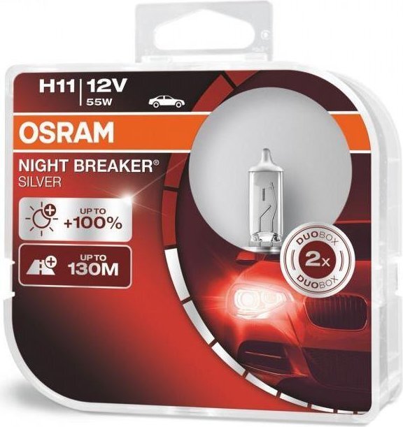 Automobilinės lemputės Osram Night Braker Silver H1, 2 vnt. hind ja info | Autopirnid | kaup24.ee