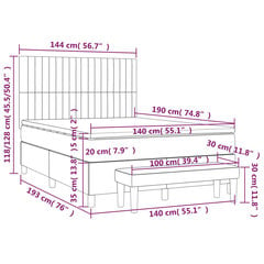 vidaXL kontinentaalvoodi madratsiga, tumeroheline, 140x190 cm, samet цена и информация | Кровати | kaup24.ee