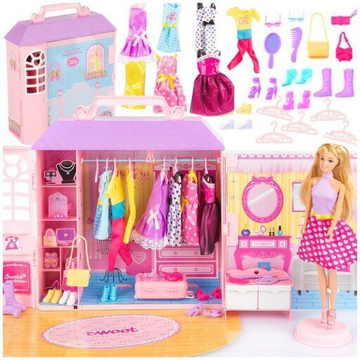 Nukumaja, Kinderplay riietuskapp koos tarvikutega цена и информация | Tüdrukute mänguasjad | kaup24.ee
