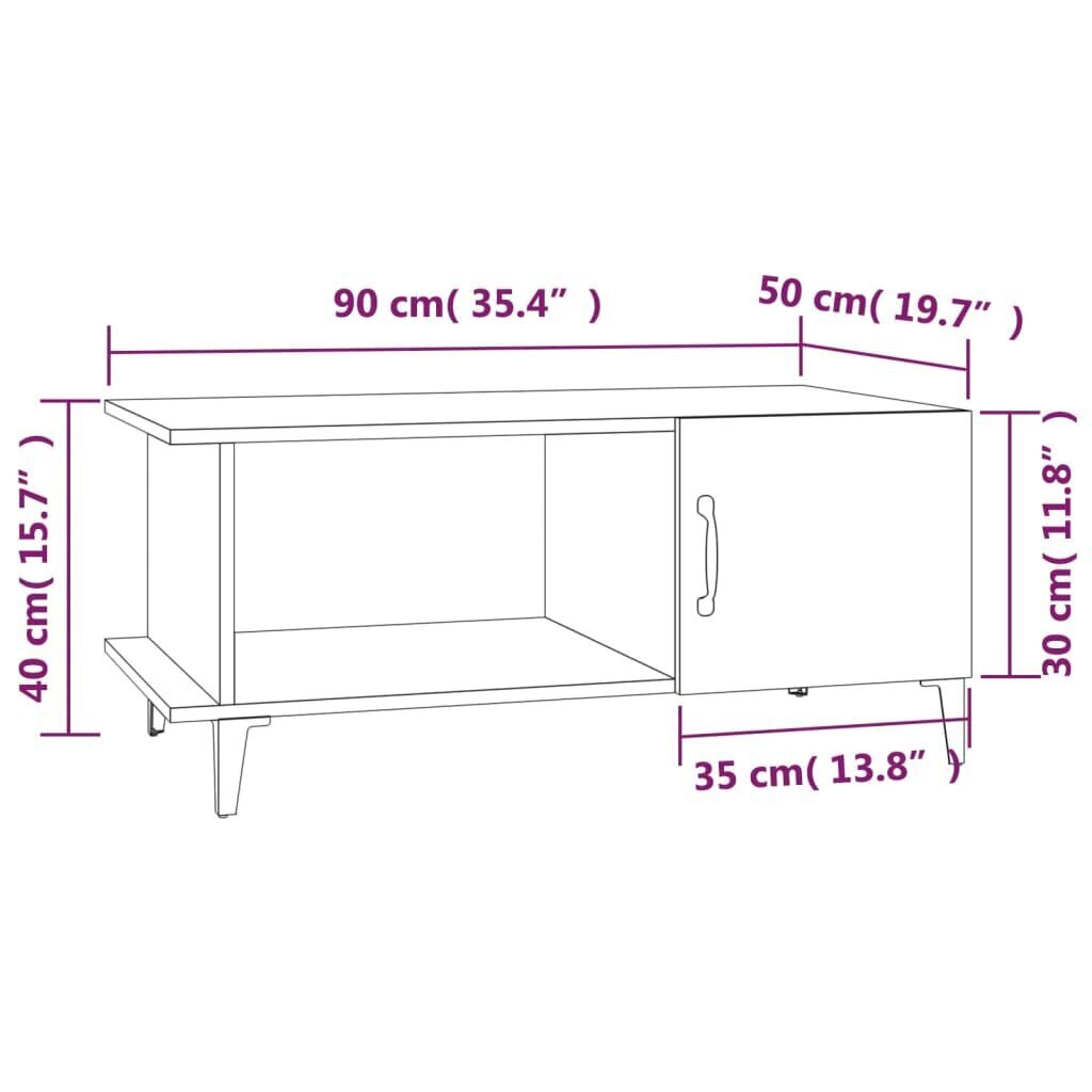 vidaXL kohvilaud, hall Sonoma tamm, 90x50x40 cm, tehispuit hind ja info | Diivanilauad | kaup24.ee