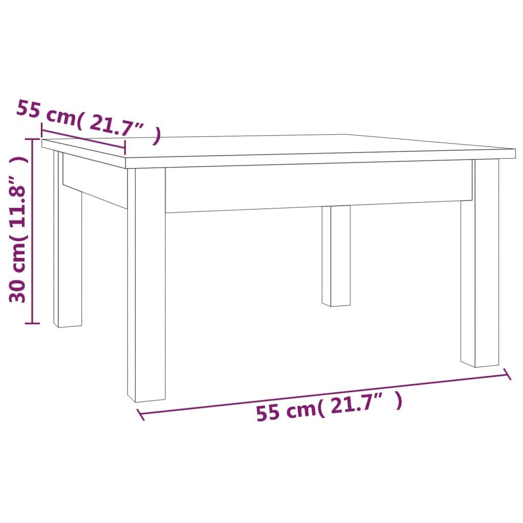 vidaXL kohvilaud, hall, 55 x 55 x 30 cm, männipuit hind ja info | Diivanilauad | kaup24.ee