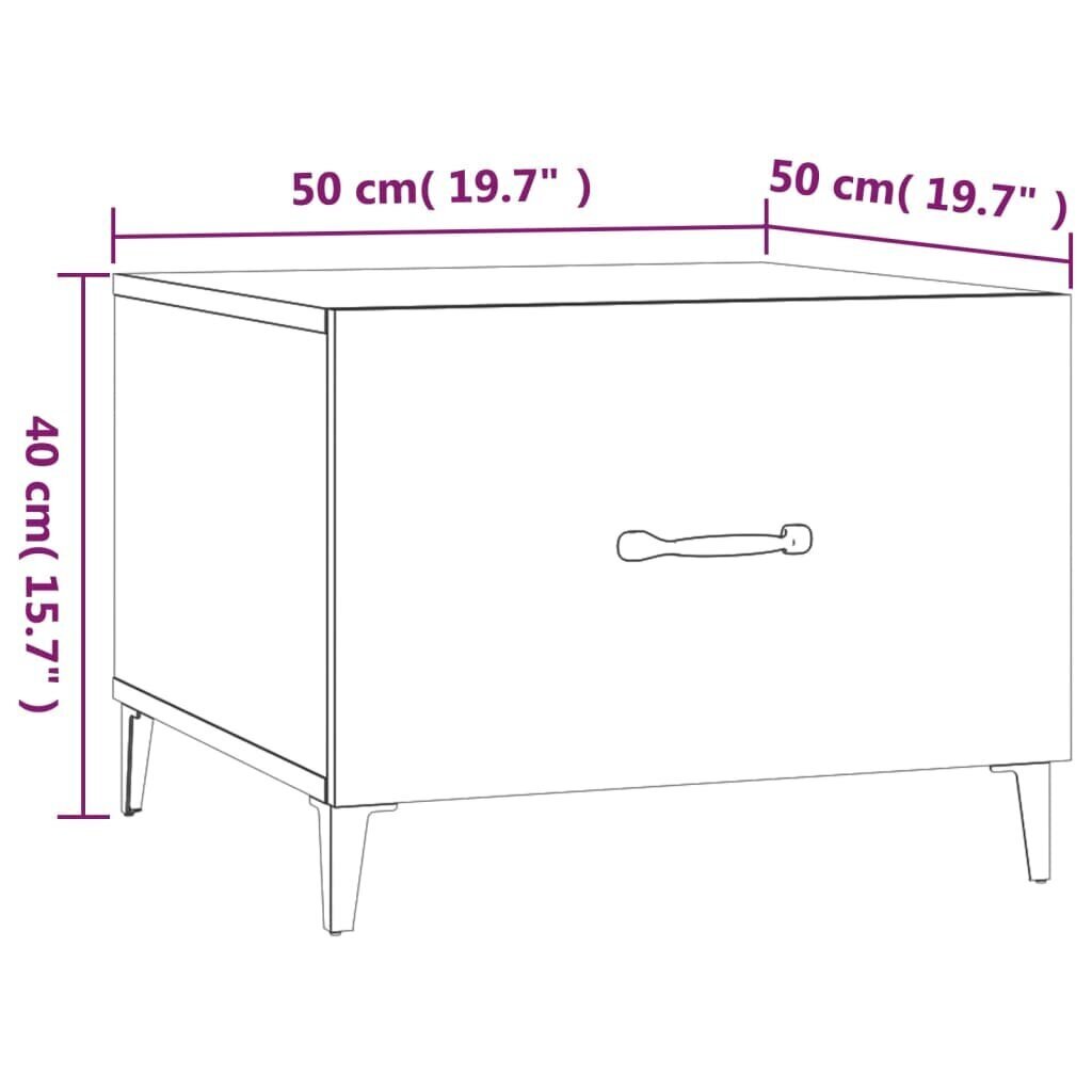 vidaXL kohvilauad metalljalgadega, suitsutatud tamm, 50x50x40 cm hind ja info | Diivanilauad | kaup24.ee