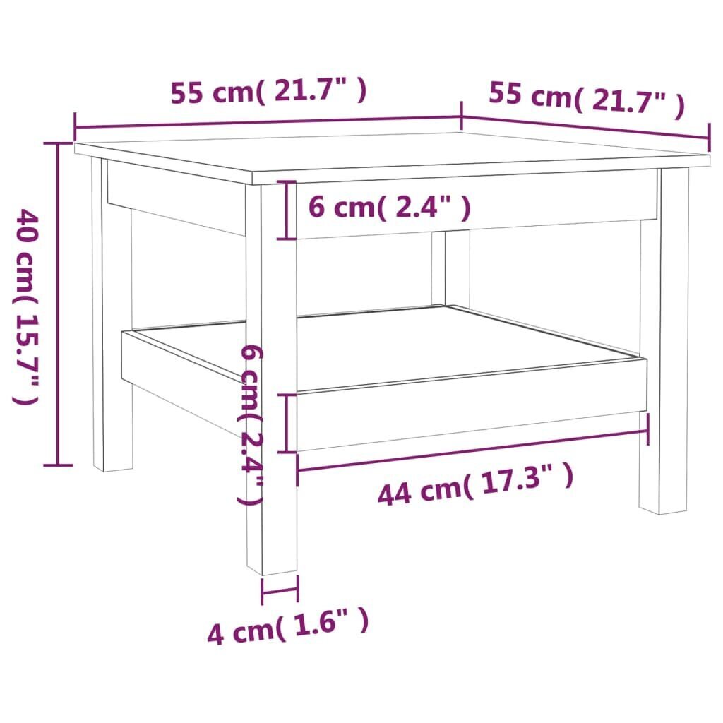 vidaXL kohvilaud, 55x55x40 cm, männipuit hind ja info | Diivanilauad | kaup24.ee