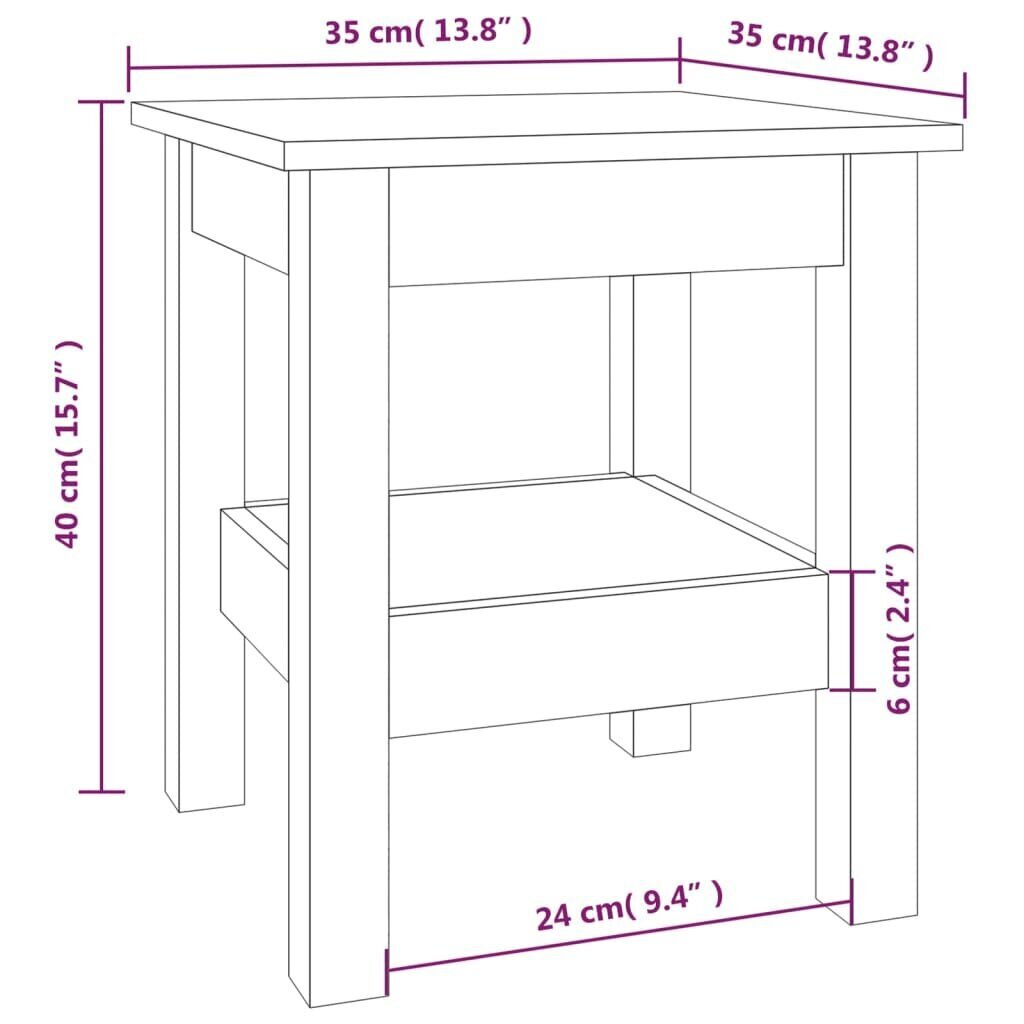 vidaXL kohvilaud, valge, 35x35x40 cm, männipuit hind ja info | Diivanilauad | kaup24.ee