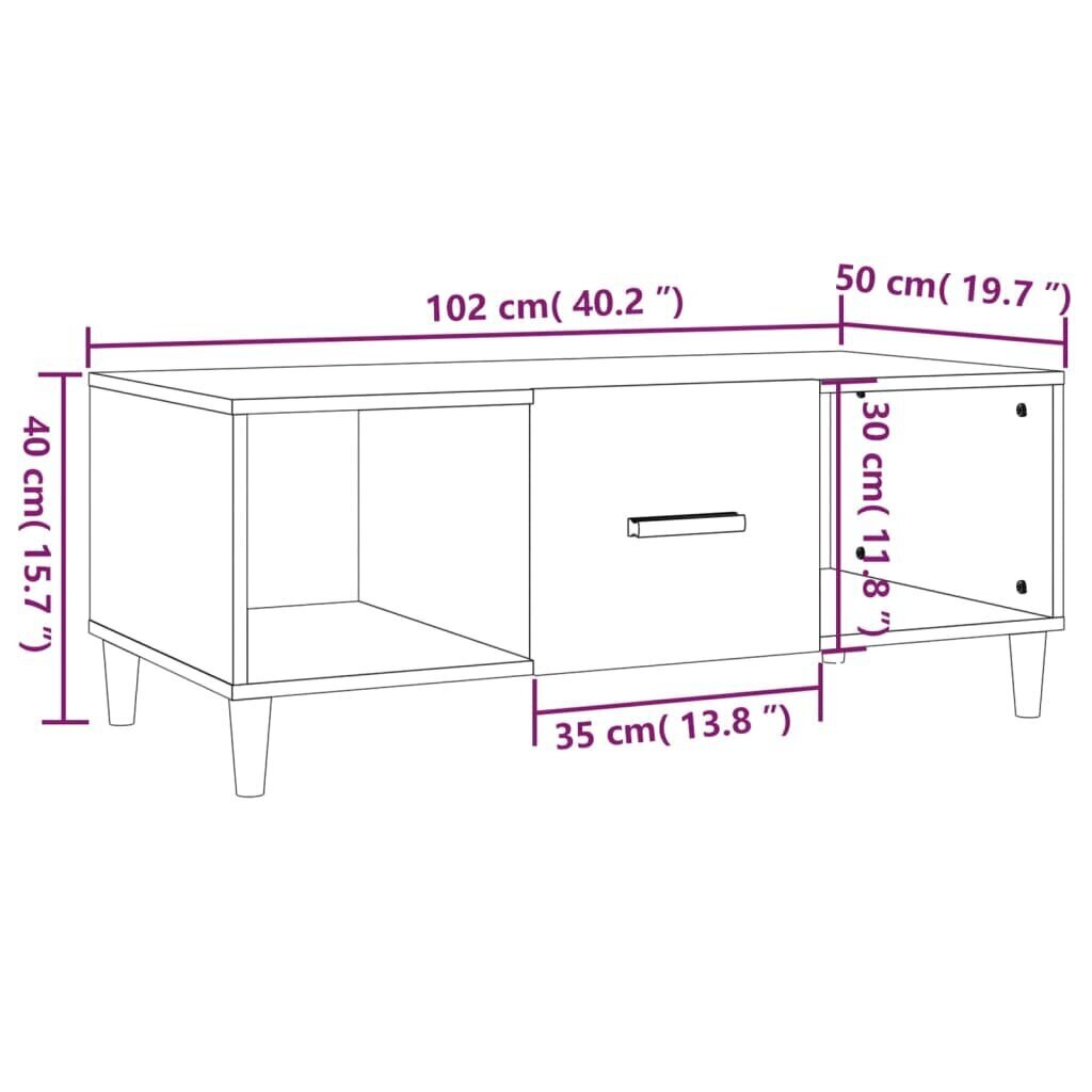 vidaXL kohvilaud, must, 102 x 50 x 40 cm, tehispuit hind ja info | Diivanilauad | kaup24.ee