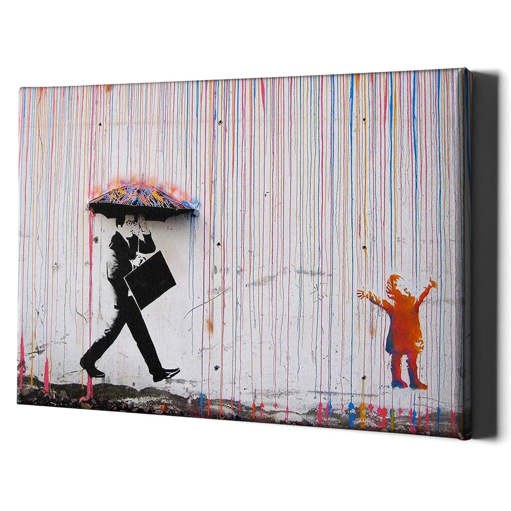 Seinapildi lõuend Banksy Graffiti Rainbow Rain – 120 x 78 cm hind ja info | Seinapildid | kaup24.ee