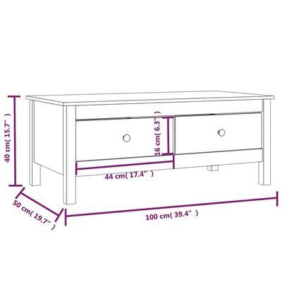 vidaXL kohvilaud, meepruun, 100 x 50 x 40 cm, männipuit hind ja info | Diivanilauad | kaup24.ee