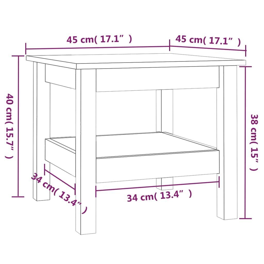 vidaXL kohvilaud, valge, 45 x 45 x 40 cm, männipuit hind ja info | Diivanilauad | kaup24.ee