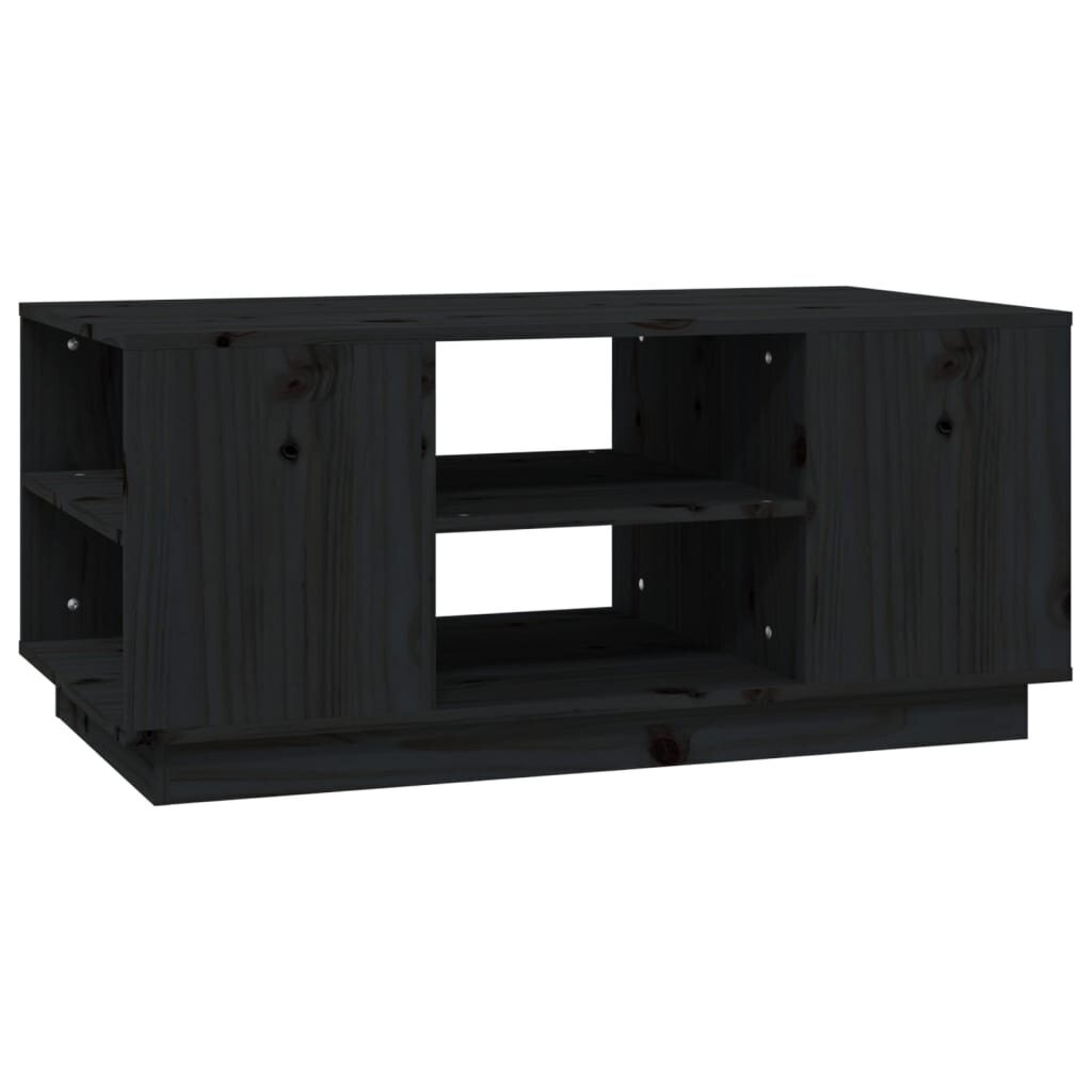 vidaXL kohvilaud, must, 90x49x40,5 cm, männipuit hind ja info | Diivanilauad | kaup24.ee