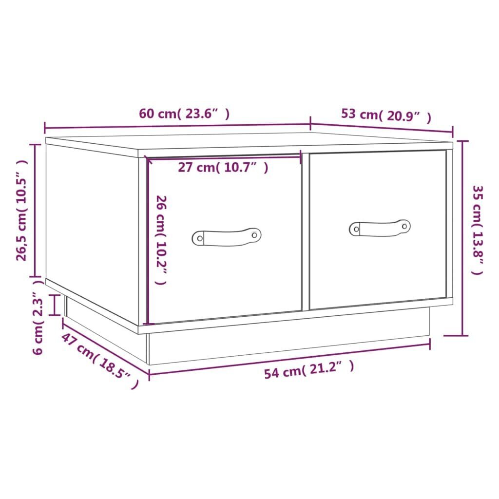 vidaXL kohvilaud, must, 60 x 53 x 35 cm, männipuit hind ja info | Diivanilauad | kaup24.ee