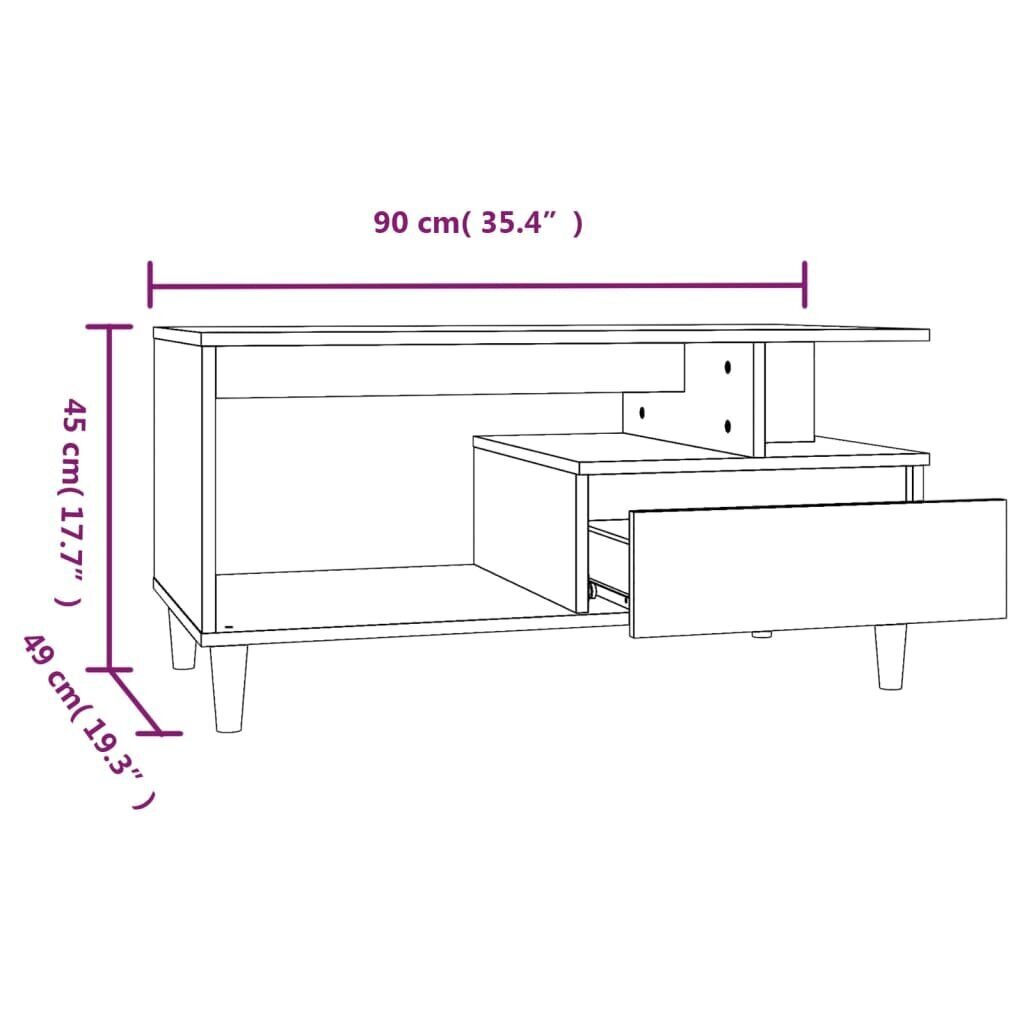 vidaXL kohvilaud, valge, 90 x 49 x 45 cm, tehispuit hind ja info | Diivanilauad | kaup24.ee