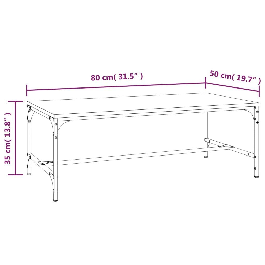 vidaXL kohvilaud, suitsutatud tamm, 80 x 50 x 35 cm, tehispuit hind ja info | Diivanilauad | kaup24.ee