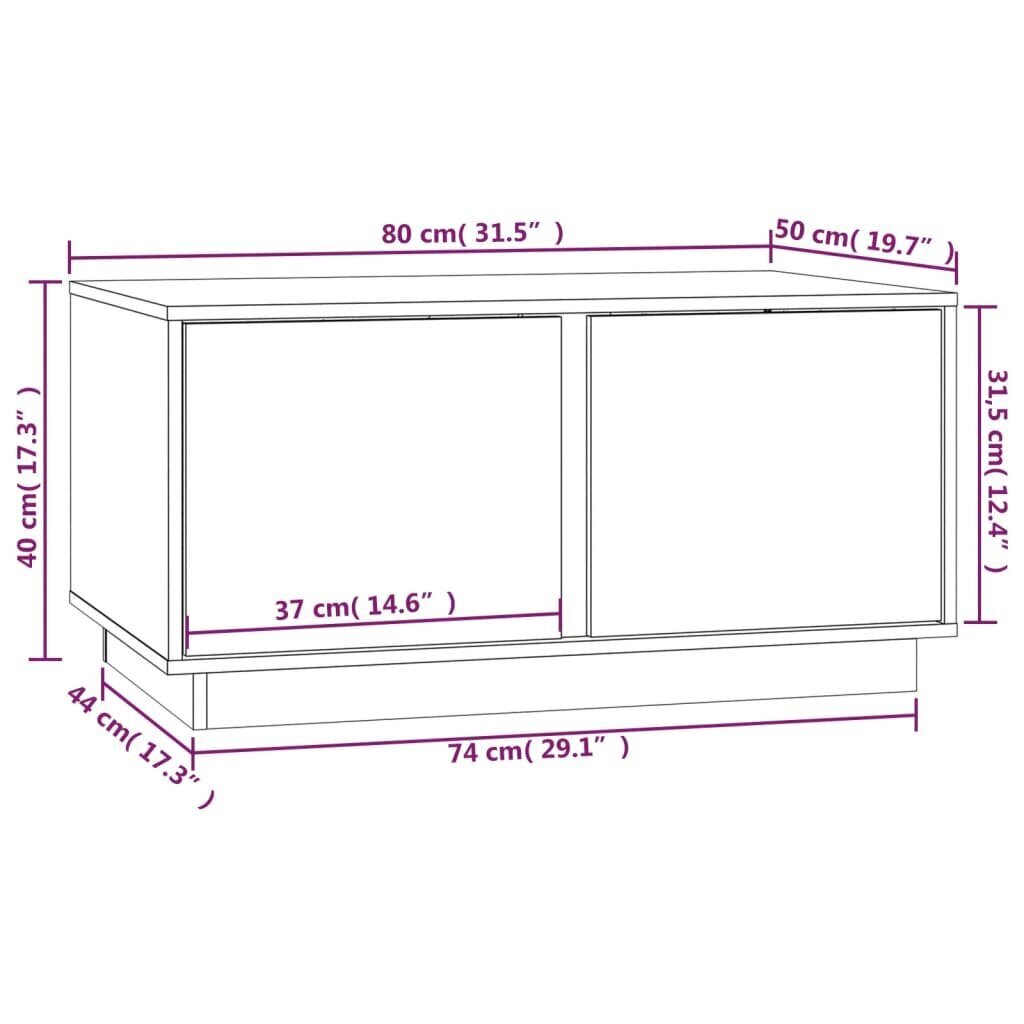 vidaXL kohvilaud, hall, 80x50x40 cm, männipuit цена и информация | Diivanilauad | kaup24.ee