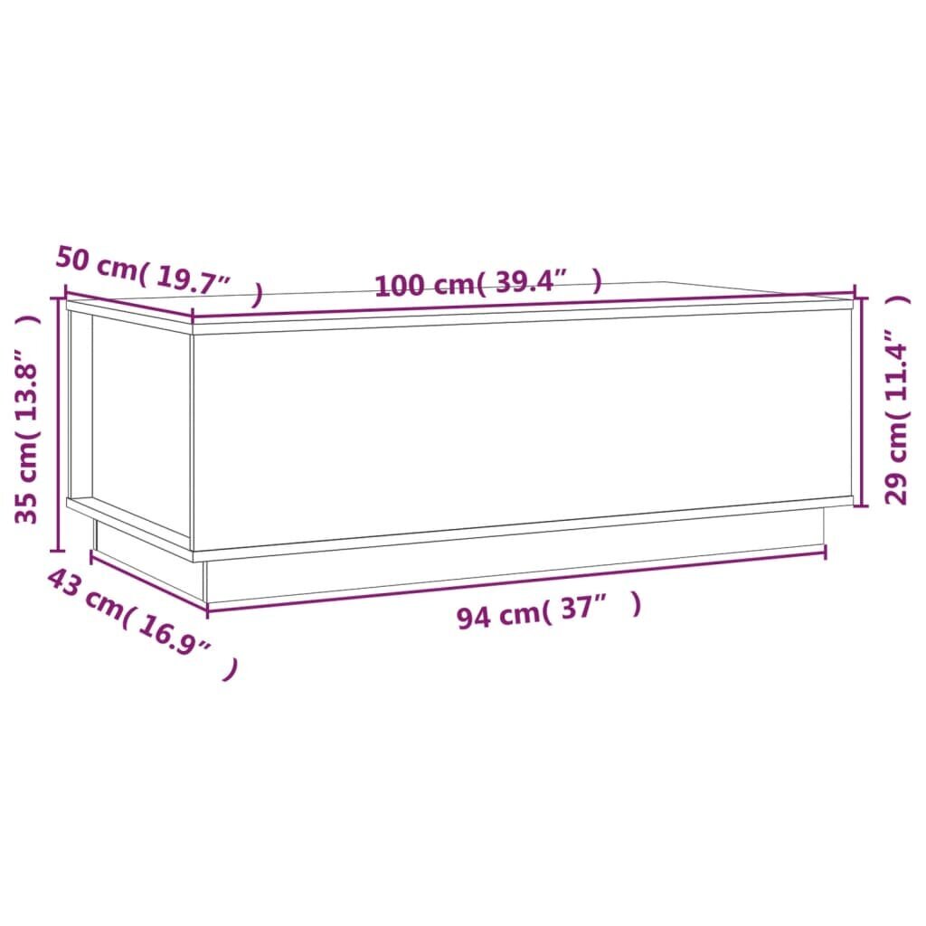 vidaXL kohvilaud, hall, 100 x 50 x 35 cm, männipuit цена и информация | Diivanilauad | kaup24.ee