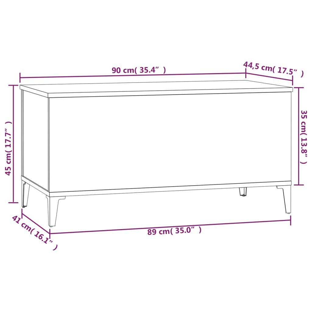 vidaXL kohvilaud, valge, 90 x 44,5 x 45 cm, tehispuit hind ja info | Diivanilauad | kaup24.ee