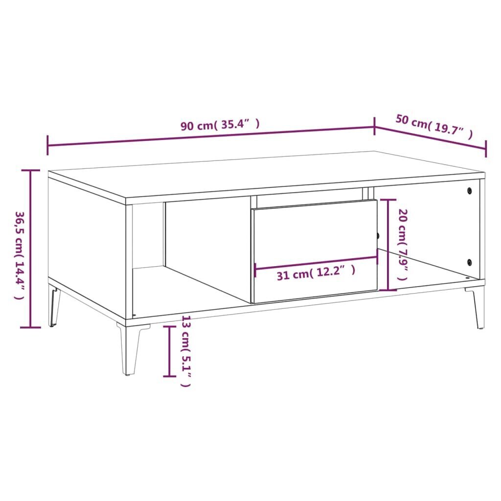 vidaXL kohvilaud, must, 90 x 50 x 36,5 cm, tehispuit цена и информация | Diivanilauad | kaup24.ee