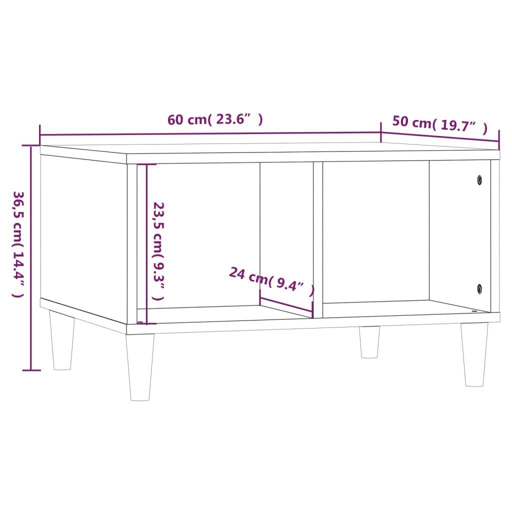 vidaXL kohvilaud, suitsutatud tamm, 60x50x36,5 cm, tehispuit цена и информация | Diivanilauad | kaup24.ee