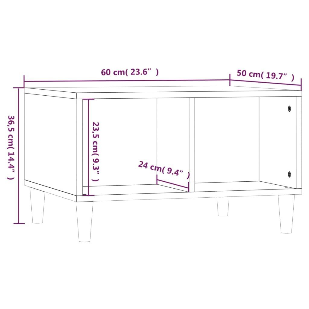 vidaXL kohvilaud, valge, 60 x 50 x 36,5 cm, tehispuit hind ja info | Diivanilauad | kaup24.ee