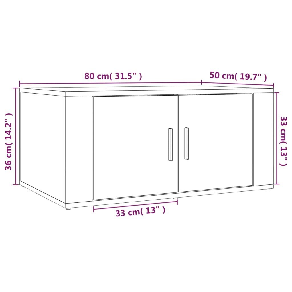 vidaXL kohvilaud, valge, 80 x 50 x 36 cm, tehispuit hind ja info | Diivanilauad | kaup24.ee