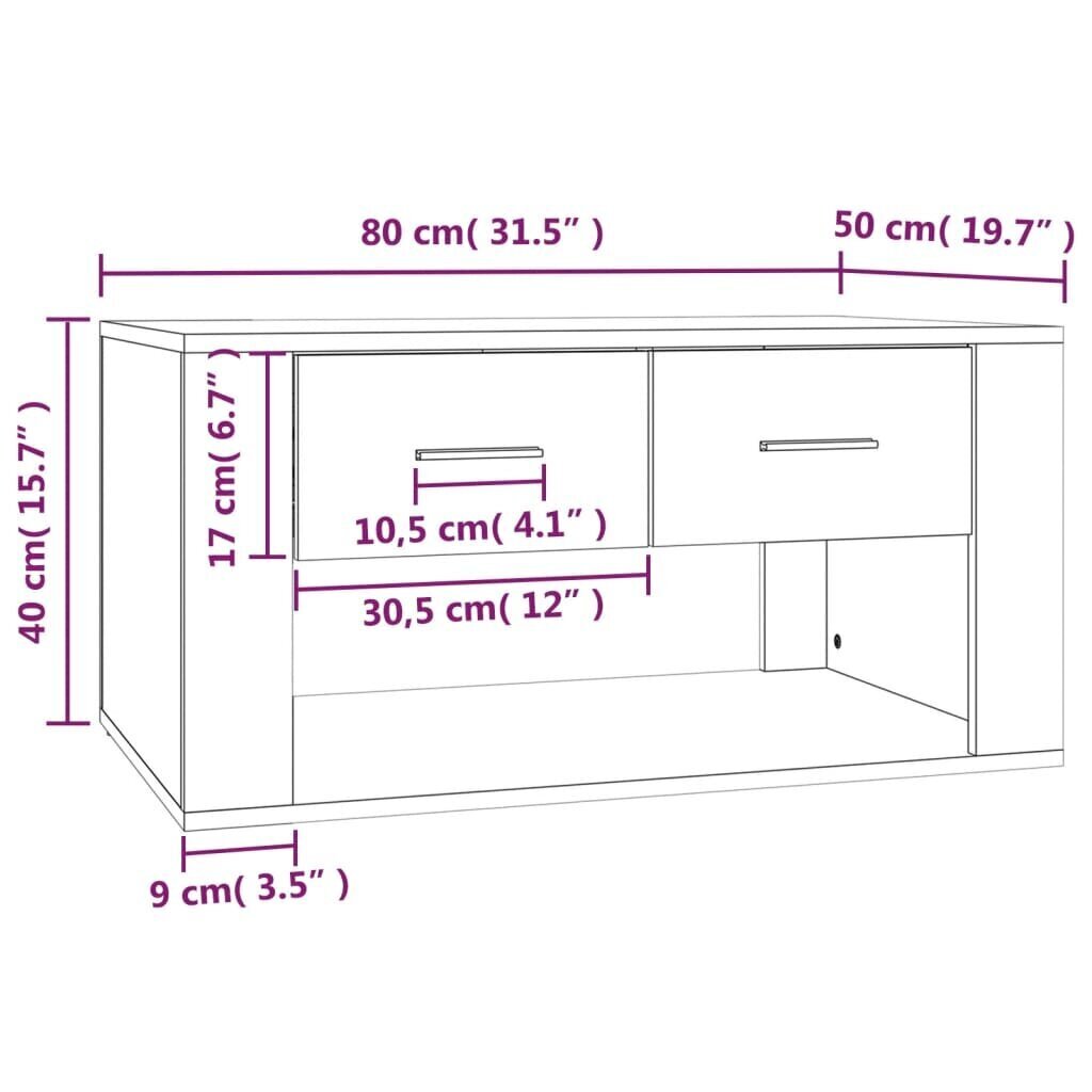 vidaXL kohvilaud, must, 102 x 50 x 45 cm, tehispuit hind ja info | Diivanilauad | kaup24.ee