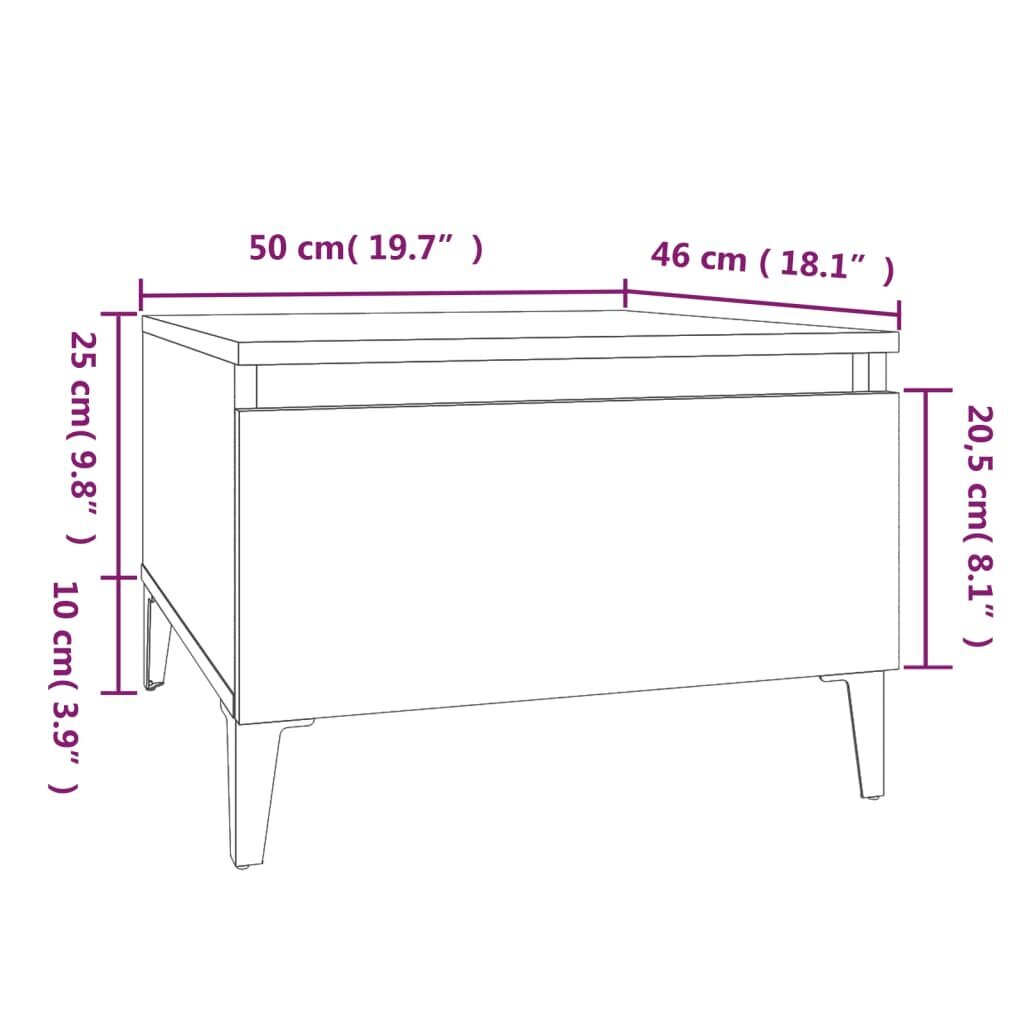 vidaXL lisalaud, betoonhall, 50 x 46 x 35 cm tehispuit hind ja info | Diivanilauad | kaup24.ee