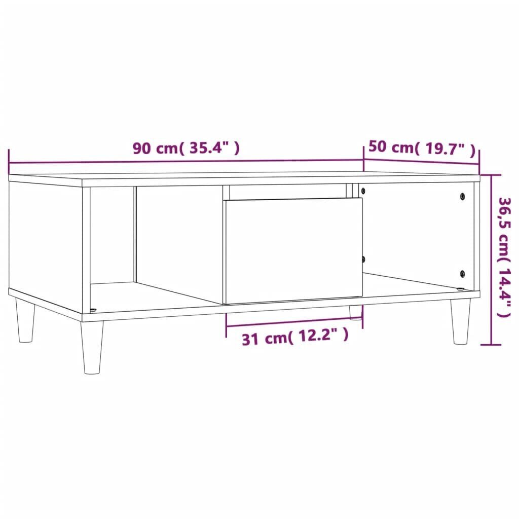 vidaXL kohvilaud, must, 90x50x36,5 cm, tehispuit hind ja info | Diivanilauad | kaup24.ee