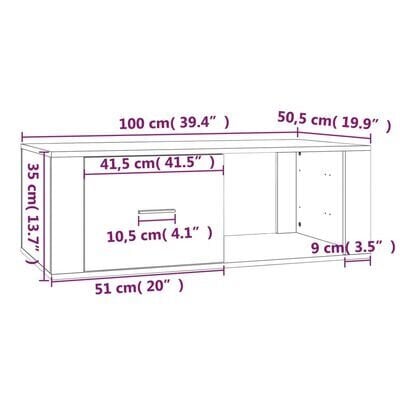 vidaXL kohvilaud, valge, 100 x 50,5 x 35 cm, tehispuit hind ja info | Diivanilauad | kaup24.ee