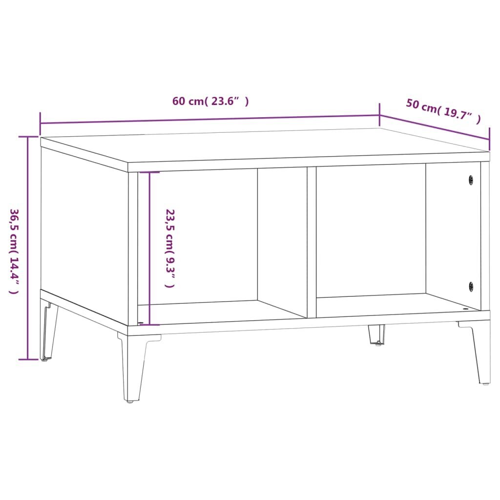 vidaXL kohvilaud, valge, 60 x 50 x 36,5 cm, tehispuit hind ja info | Diivanilauad | kaup24.ee