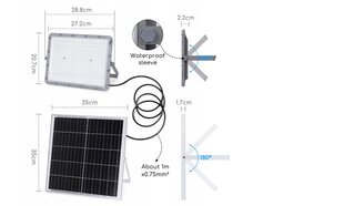 Päikesepatareiga välisvalgusti, 2000 lm 200 W цена и информация | Уличное освещение | kaup24.ee