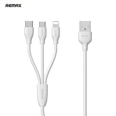 Remax RC-109th Remax RC-109th Плоский USB 3в1 Сет Кабеля USB на Micro USB / Lightning / Type-C 1m Белый (Plastic Tube box) цена и информация | Кабели для телефонов | kaup24.ee