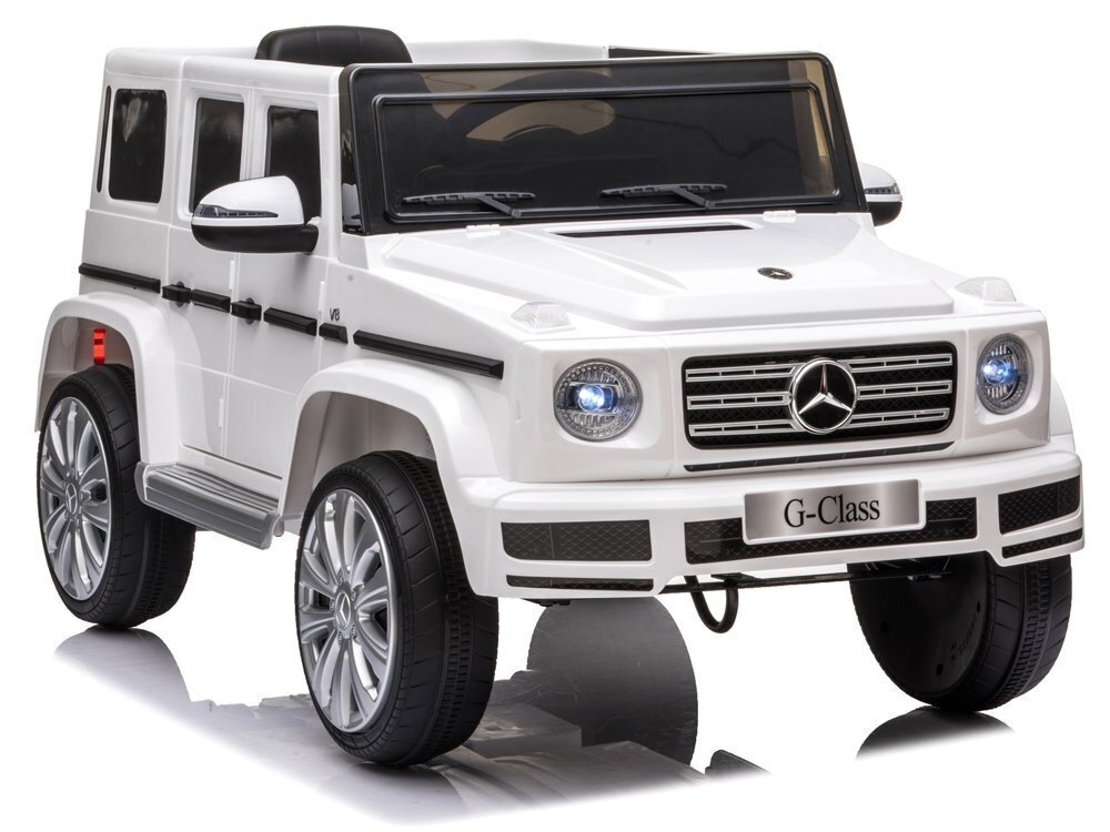 Mercedes G500 ühekohaline elektriauto lastele, valge цена и информация | Laste elektriautod | kaup24.ee