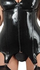 Korsettopp trakside ja rihmadega must 2xl lateX hind ja info | Naiste sekspesu | kaup24.ee