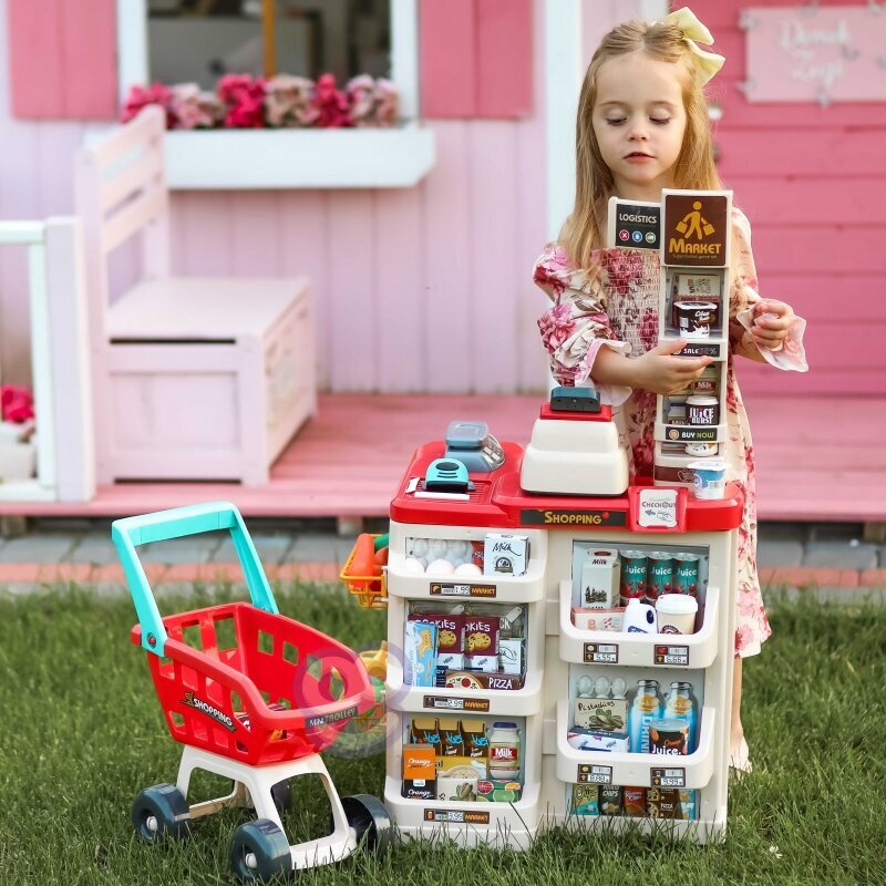 Mänguasjapood koos käru ja tarvikutega Woopie, 48 tk. hind ja info | Tüdrukute mänguasjad | kaup24.ee