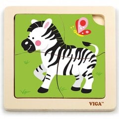 Моя первая деревянная головоломка Зебра Viga, 4 шт. цена и информация | Игрушки для малышей | kaup24.ee