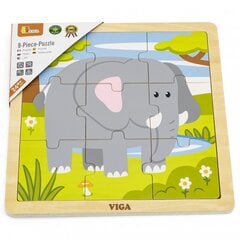 Деревянный пазл Слон, Viga, 9 д. цена и информация | Пазлы | kaup24.ee