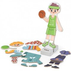 Puidust magnetpuzzle "Dress the Boy" 44 tk, Viga цена и информация | Развивающие игрушки | kaup24.ee