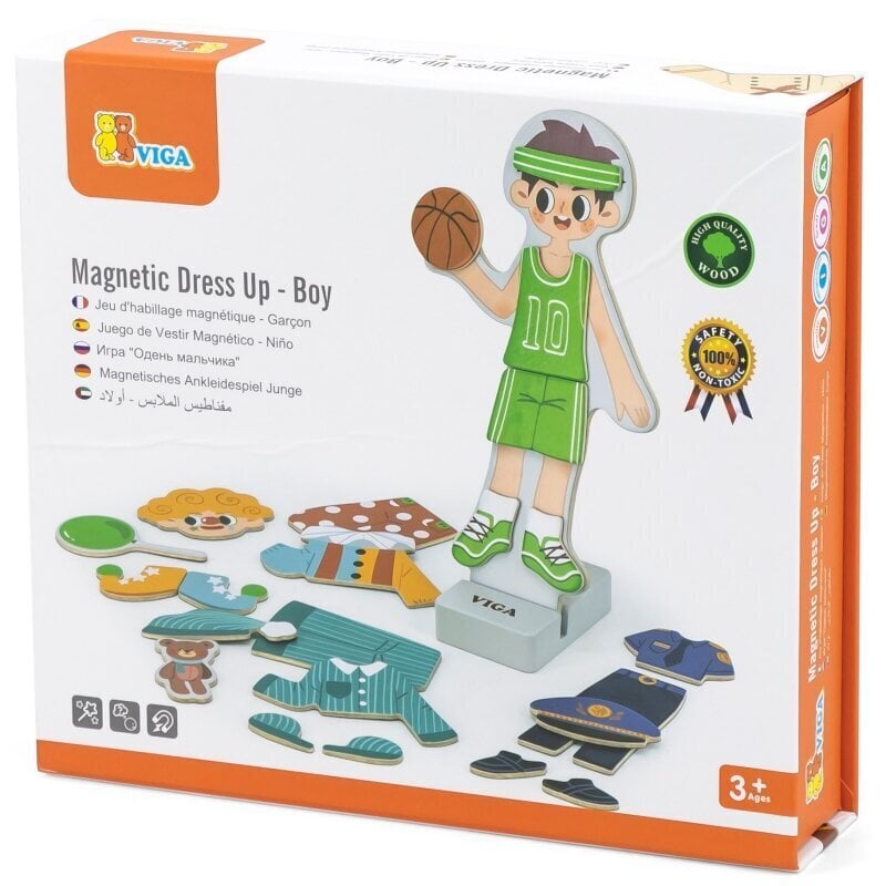 Puidust magnetpuzzle "Dress the Boy" 44 tk, Viga hind ja info | Arendavad mänguasjad | kaup24.ee