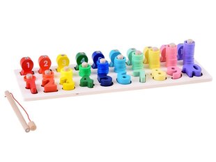 Puidust pusle numbrid ja värvid koos õngitsemisvarrastega цена и информация | Развивающие игрушки | kaup24.ee