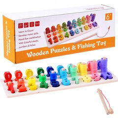 Puidust pusle numbrid ja värvid koos õngitsemisvarrastega hind ja info | Arendavad mänguasjad | kaup24.ee