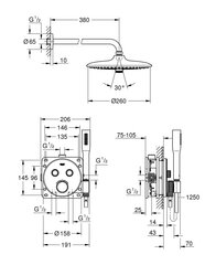 Grohe SmartControl Perfect varjatud dušisüsteem 34744000 hind ja info | Komplektid ja dušipaneelid | kaup24.ee