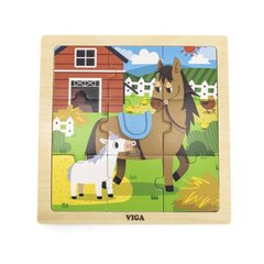 Puidust puzzle, hobused, Viga, 9 tükki hind ja info | Pusled | kaup24.ee