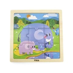 Puidust puzzle Elevandid, Viga, 9 tk. hind ja info | Pusled | kaup24.ee