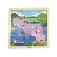 Puidust puzzle jõehobu, Viga, 9 tk. hind ja info | Pusled | kaup24.ee