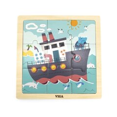 Puidust puzzle laev, Viga, 9 tükki hind ja info | Pusled | kaup24.ee