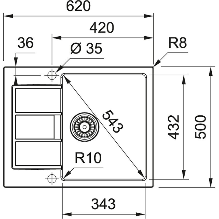 Tectonite köögivalamu Franke Sirius S2D 611-62 цена и информация | Köögivalamud | kaup24.ee