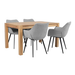 Söögilauakomplekt CHICAGO NEW 4-tooliga (37046) täispuit / MDF tammespooniga, õlitatud цена и информация | Комплекты мебели для столовой | kaup24.ee