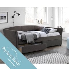 Voodi GENESIS madratsiga HARMONY DELUX (85265) 90x200cm, 2-sahtliga, kangaga kaetud korpus, värvus: hall цена и информация | Кровати | kaup24.ee